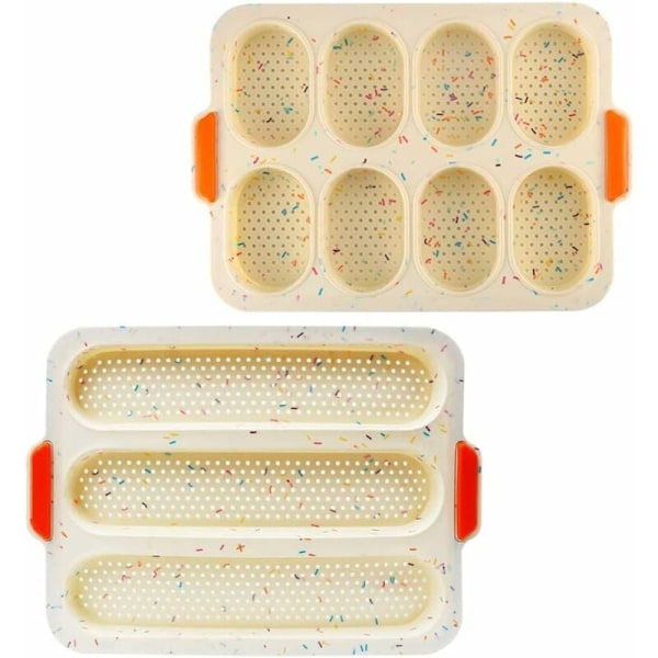 2 pcs Non-Stick Silicone Baking Sheet French Bread Baking Sheet Silicone Bread Mold Cookies Toast Mold Plate for Baking Baker Kitchen Cake Molding