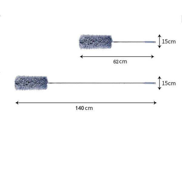 Mikrofiberdammvippa med förlängningsstång, återanvändbar böjbar dammvippa för rengöring, inklusive höga tak, persienner och möbler (rostfritt stål)