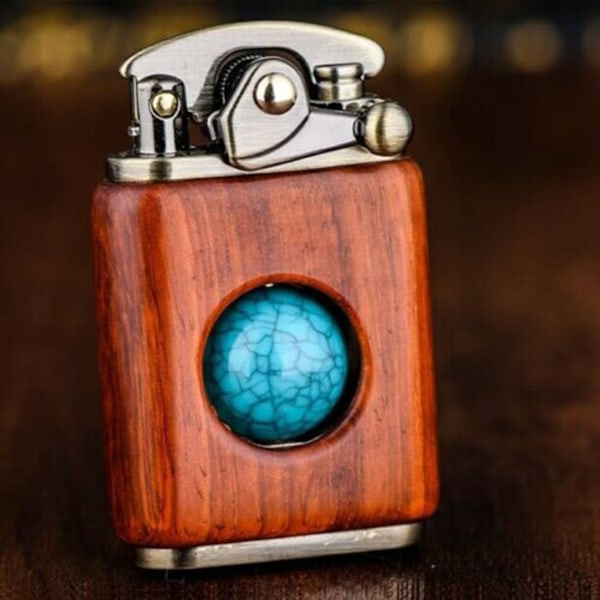 Træmønster lighter Mellemroterende kugle Antistatisk bærbar retro lighter