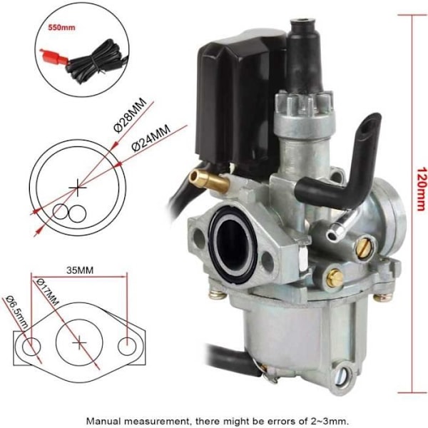 Forgasser, 17mm scooter Forgasser kompatibel med scooter Forgasser kompatibel med Speedfight 1 & 2 50cc