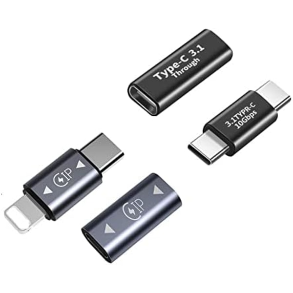 USB C-adapter (4-pack), stöder laddning och dataöverföring, genomströmning upp till 10 Gbps, kompatibel med typ C-enheter som Huawei, S
