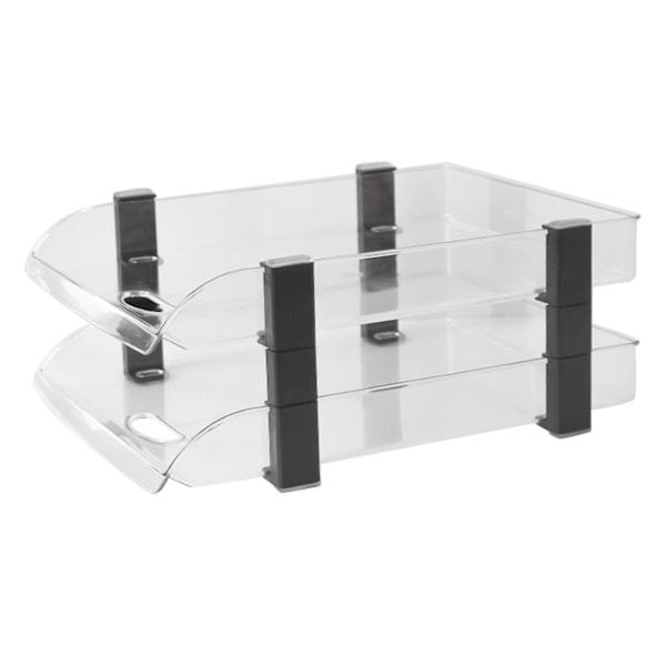 2 Layers Transparent Acrylic Office Desk Storage Rack - 280x372x144mm File Letter Tray