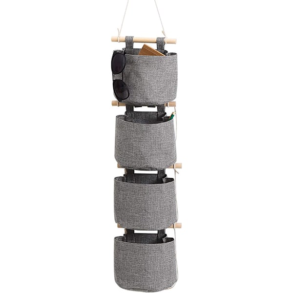 4 pcs hanging storage bag for clothes shoes-grey (15 x 7 x 14 cm)