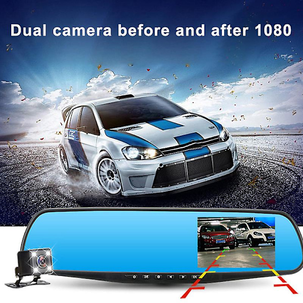 LCD DVR Video Dash Cam Recorder 1080p FHD Kamera Fram Bak Dubbla Linser Körinspelare
