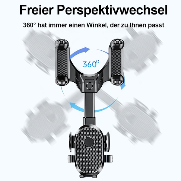 Bakspeiltelefonholder, universal 360° roterende og innfellbar mobiltelefonholder, mobiltelefonholder, bilbakspeil for iPhone,