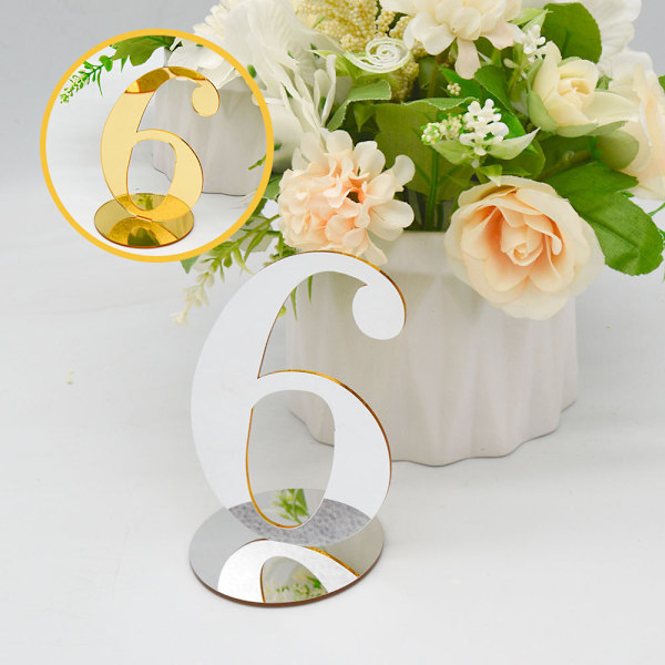 Wedding Table Numbers With Holder Base Acrylic Gold Silver Table Sign Seating Card