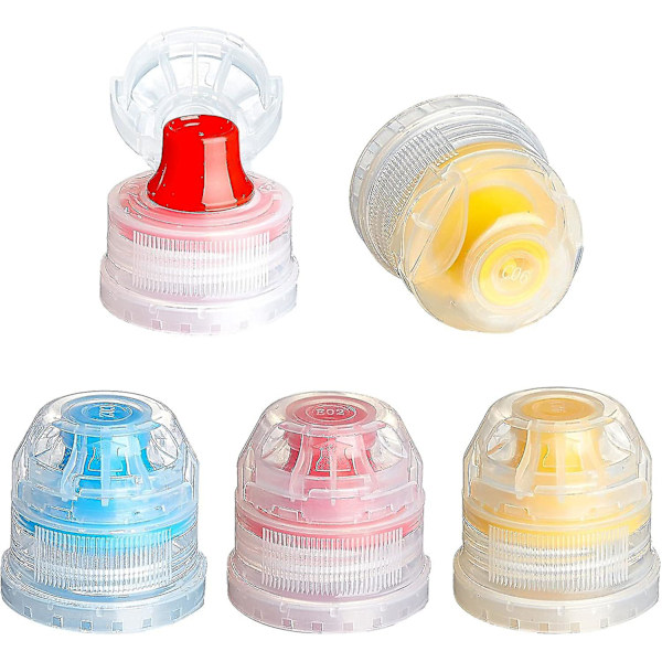 30 st 28 mm Tryck- och dragersättningslock Återanvändbara Färgglada Plast Soda Vattenflasklock Topp Passar För 28 mm Sportflasklock
