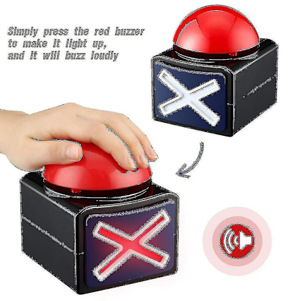 4 st Spelbuzzer, Spelbuzzer Alarm Ljud Spelknapp Med Ljus Trivia Quiz Got Talent Buzzer Spel {DB}