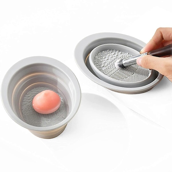 1 stk. - Makeupbørste Rengøringsmatte, Silikone Makeupbørste Skrubber, Kosmetisk Børste Renser, Børste Rengøringspude, Foldbar Makeupbørste Rengøringsskål