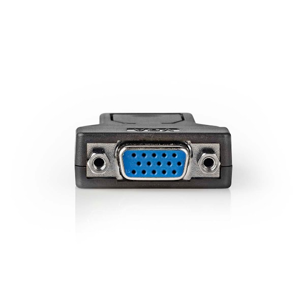 DisplayPort-adapter | DisplayPort Hann | VGA hunn 15p | 1080p | Nikkelbelagt | Rett | Rund | ABS | ABS | Svart | Eske