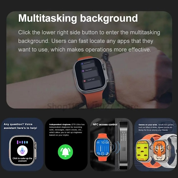 Watch 8 Ultra Smartwatch Til Mand Kvinde Fitness NFC Original 1:1 IWO Serie 8 BT Opkald Smart Watches Til Apple Android Telefon