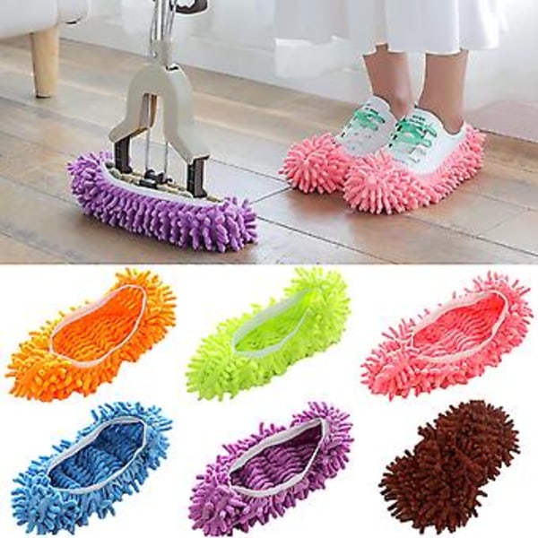 Pestyt Lazy Mop Pölyiset Tossut Lattianpuhdistus Kotisiivooja Sukat Kengät (1 kpl Kahvi)