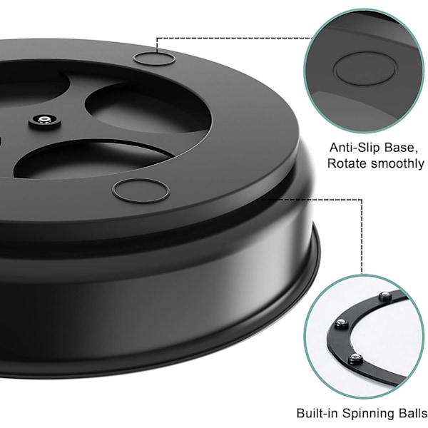 Metallisk Lazy Susan Dreieskive Skap Organizer Roterende Krydderstativ Kjøleskap Dreieskive Oppbevaring For Skap Krydderflasker 25,5 cm Svart