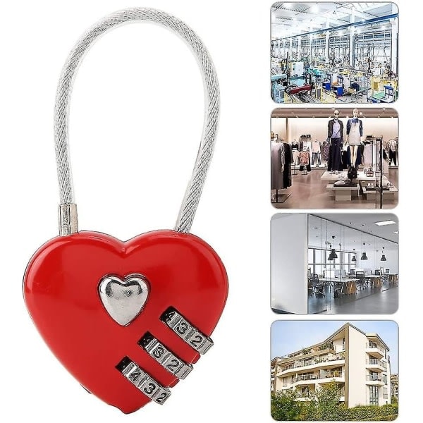 Heart Shaped Padlock, Mini 3 Digit Combination Lock, with Love Lock, Password Lock