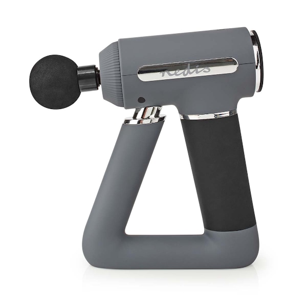 Sportmassagepistol | Batteridriven | Inbyggt litiumjonbatteri | Uppladdningsbar | 6 massagelägen | USB-kabel | Grå