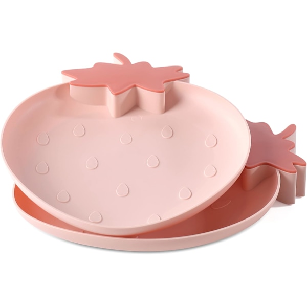 Jordbær Plastbrett Snackstallerkener Kjøkkenskåler, 2-pakning Plasttallerkener Serveringsfat Matbrett Dekorative serveringsbrett for godteri, frukt