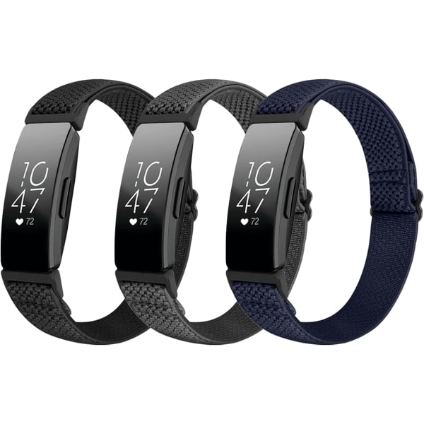 Justerbara elastiska nylon sportarmband - Kompatibla med Fitbit Inspire 2/Inspire/Inspire HR/Ace 2/Ace 3, töjbara ersättningsarmband
