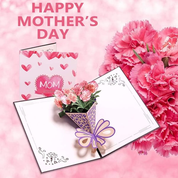 3D Mother's Day Greeting Card, Birthday Card For Mom, Carnation
