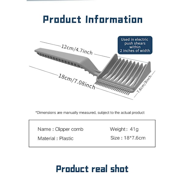 2 st Haircut Curved Positioning Comb (grå+svart)