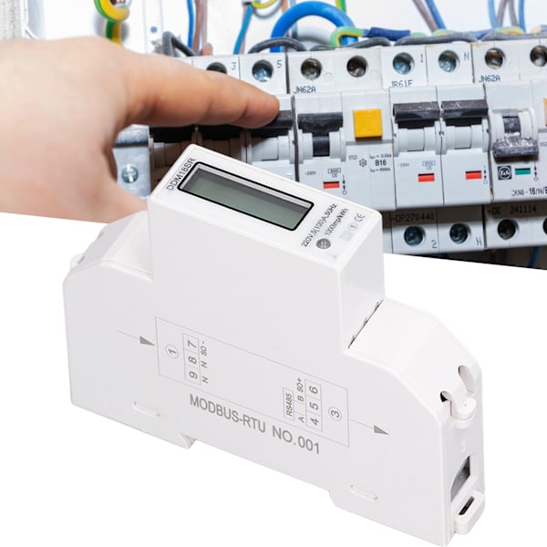 DC220V Elektrisk energimätare LCD-skärm IP51 Vattentät fjärrkontroll RS485 Enfas elförbrukningsövervakning 5‑100A