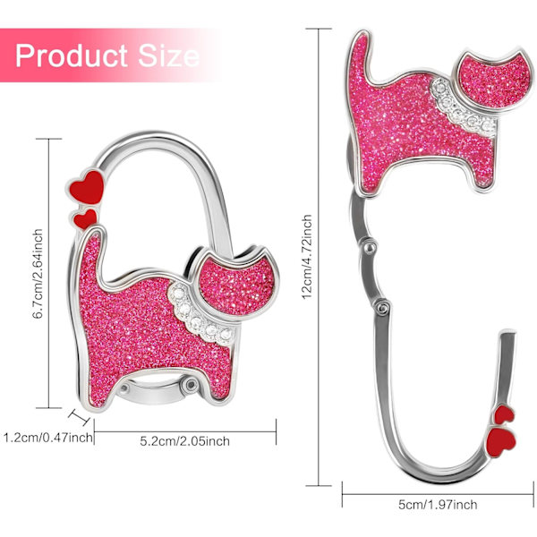 2 st Handväskkrok Kattformad Handväskkrok Bärbar Fällbar Handväskkrok Perfekt Jul Nyår Present till Kvinnor Flickor Svart, Röd