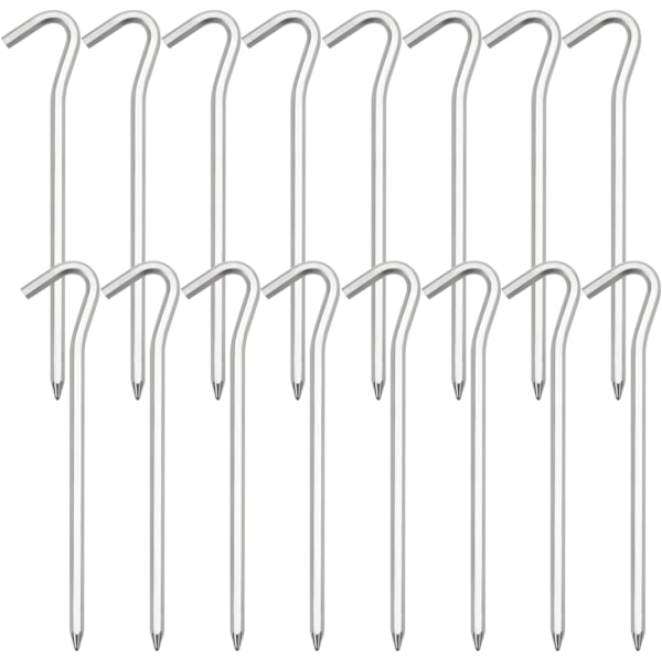 16-pakning teltplugger i aluminium med krok, 7\" sekskantformede lette markplugger for camping, tak, utendørsdekorasjon