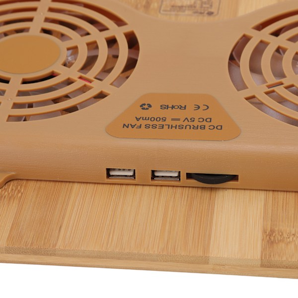 Laptop køleplade 2 niveauer justerbar vinkel bambus materiale ergonomisk design bærbar dobbelt ventilatorer laptop stativ