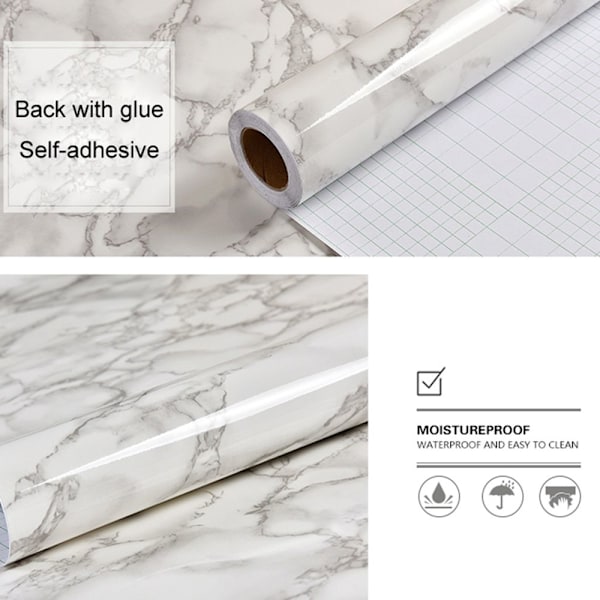 Marmor Tapet Skrivebordsmærkat Møbelrenovering Sort&Grå