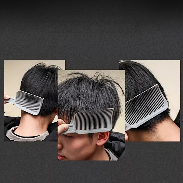 3-delt Profesjonelt Hårsaks-kammsett - Holdbare ABS-plastkammer med Presisjons Barber Fade Guide for Styling, Teksturert, Krøllete og Bølgete (FMY)