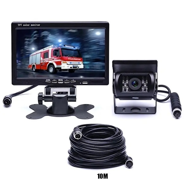 Lastbilsövervakningskamera för lastbil, 4-stifts, 12V/24V Backningskit, 1 Monitor 1 Kamera