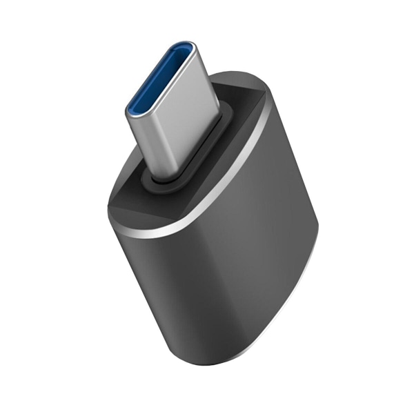 USB-A - USB-C -sovitin, 3 cm - Musta