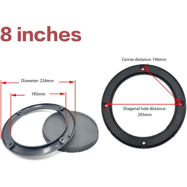 Högtalargaller Skydd Subwoofer-skydd Dekorativ cirkel för bilhögtalare, Svart (5 tum)
