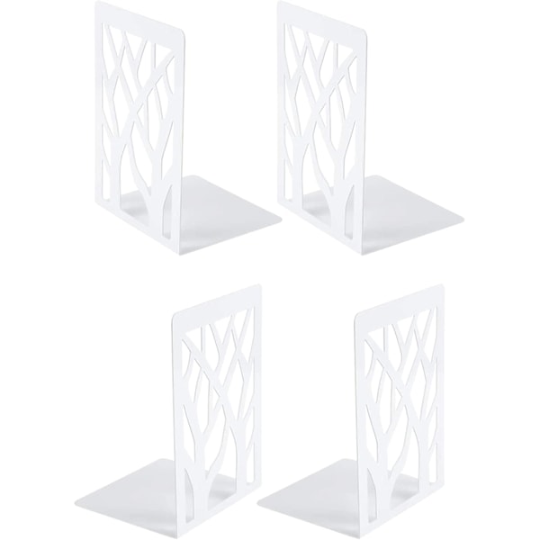 Bookend, (white) 2 pairs of innovative metal bookends Tree Book Press