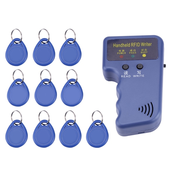 125KHz Håndholdt RFID-skriver/kopimaskin/leser/duplikator med 10 stk ID-tagger