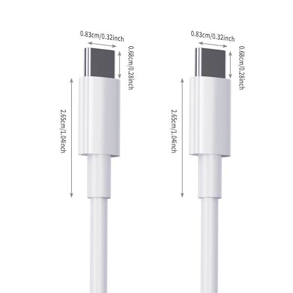 3M pikalatauskaapeli, 2 kpl USB C - USB C -kaapeli PD 60W