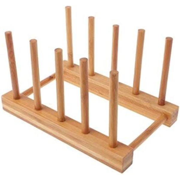 Bamboo Wood Dish Drainer Cutlery Drainer Dryer Drainer Stand Storage Rack Kitchen Cabinet Organizer for Platter/Plate/Bowl/Cup/Pot Lid/Book