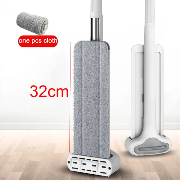 Klemmopp Håndfri Vask Lat 360° mopper med gjenbrukbare mikrofiberputer for flat mopp for rengjøring under lang seng Rengjøringsverktøy for hjemmet