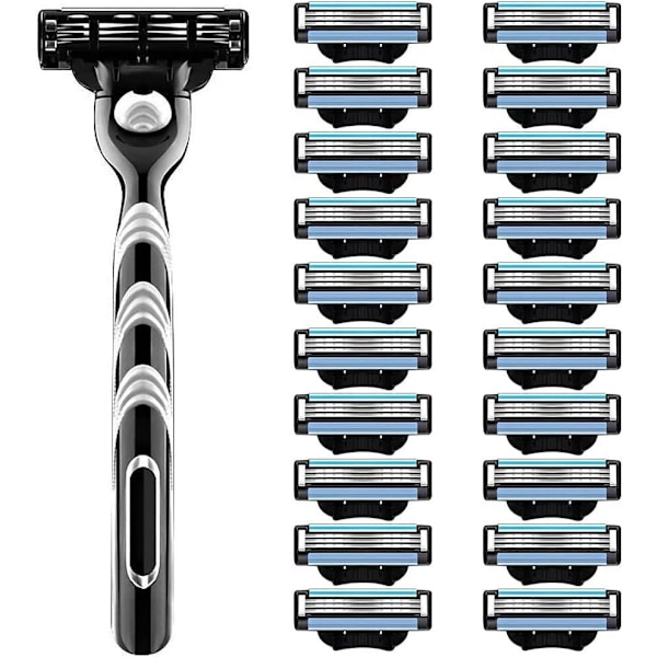 20 stk Barberblader for Menn med Dobbel Smørestripe Universelle Kompatible med Mach3