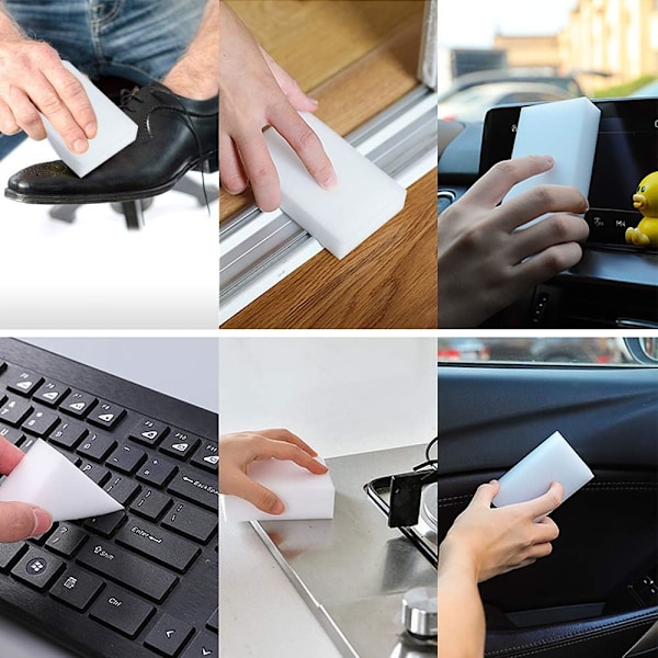 100-pack Magiska Svampar Extra Tjocka Stora och Långvariga Melaminrengöringssvampar i Bulk - Multi Surface Power Scrubber Skumrengöringsdynor -