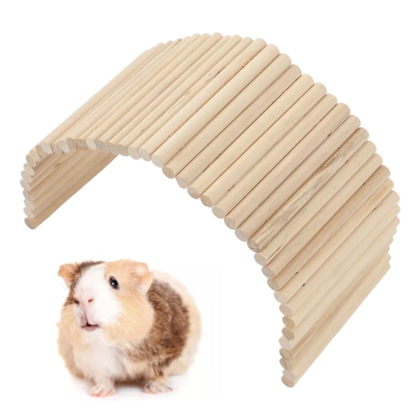 Pet Hideout Bridge Wooden Safe Bendable Small Pet Climbing Tunnel for Rabbits Guinea Pigs Hamsters 15x30cm