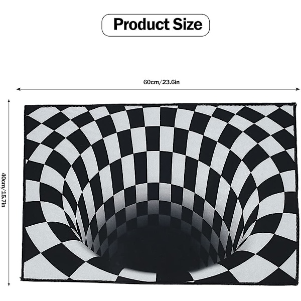 Dørmatte, 3D Magisk Rutete Optisk Illusionsdørmatte Visuell Illusionsmatte Rektangel Utendørs Inngangsdørmatte