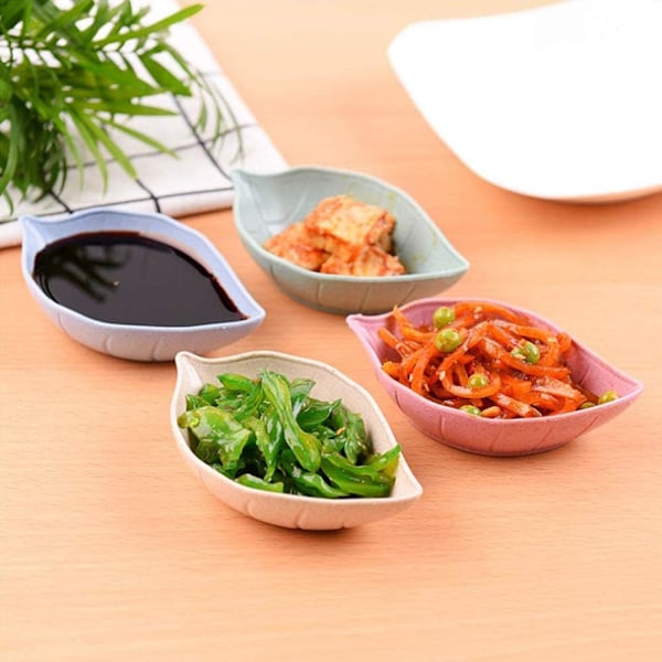 Sojasåsskål Tapas Såsskål Set Liten Kryddskål Mini Aptitretare Tallrik Bladform Underlägg 8 stycken Används för Snacks med Dipp