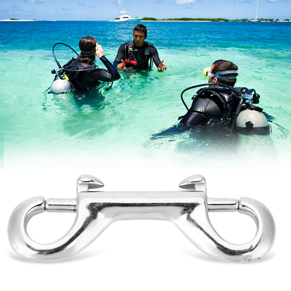 Sølv Slitsterkt Rustfritt Stål Dobbel Endet Klips Krok Bolt Snap Scuba Diving Spenne (90 mm)