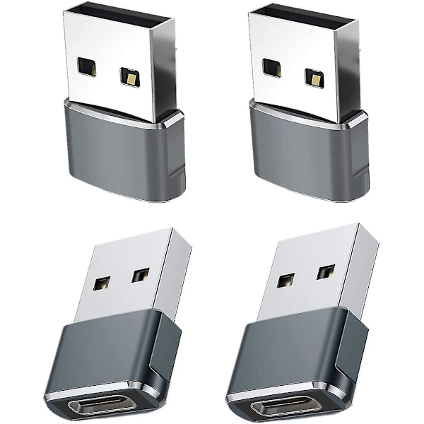 4-pack USB-C Hona till USB Hane Adapter, Typ-C Laddningskabel Strömomvandlare för 12 13 Pro Max
