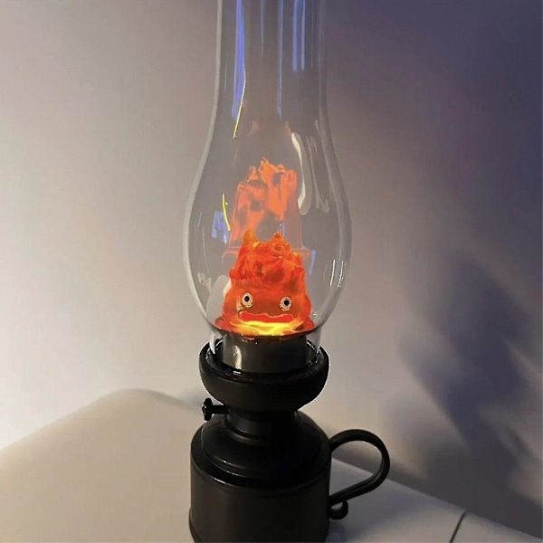 Calcifer Night Lamp Simulation Paraffin Lamp Home Decor Cartoon Candlestick Bedroom Sleeping Light TA