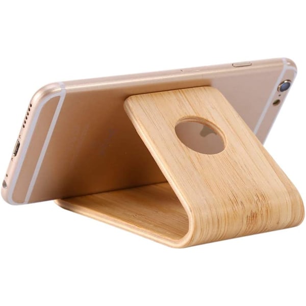 Mobiltelefonhållare smartphone ställ - universal trä bambu mobiltelefonhållare vikt 60 g - universalhållare kompatibel med iPhone Samsung iPad