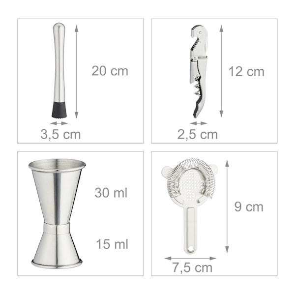 Cocktailset i 16 delar med stativ