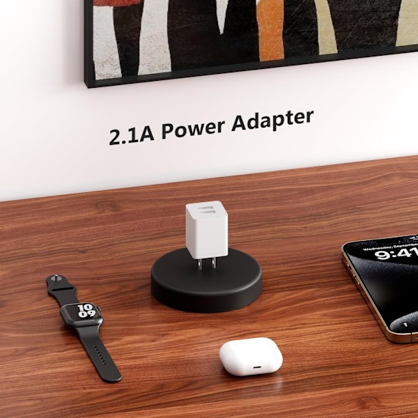 USB-laddare, 2-pack Portabel, 5V 2.1A Dubbel USB-A Port Laddningsadapter, Kompatibel med iPhone, Android, Garmin Klocka, Samsung Klocka, m.m.