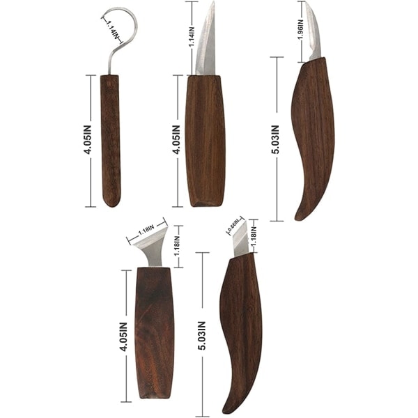 i 1 knivsett for trebearbeiding Håndskåret treskjæring Modellverktøy Håndverk Treskjæring Skje Sniderkniv