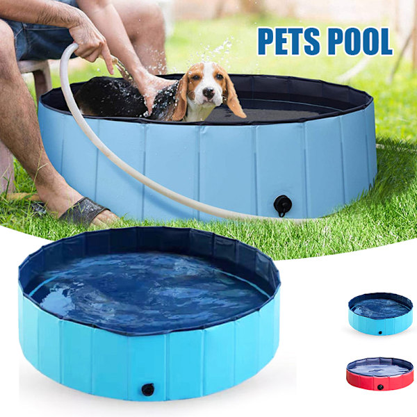 Hopfällbar hundpool för husdjur, hopfällbar pool för hundar, husdjur, badkar, PVC barnpool för hundar, katter och barn, röd